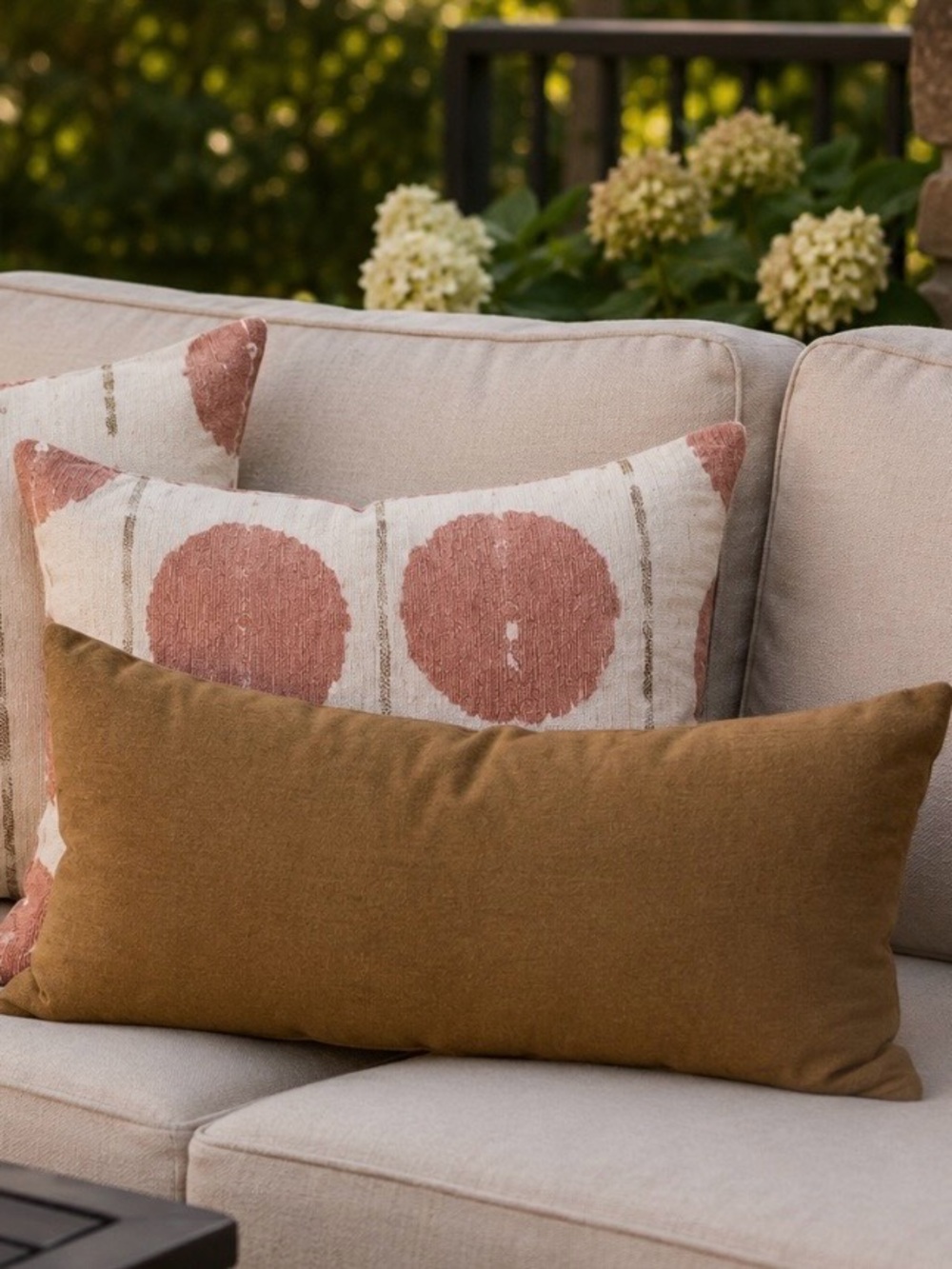 New Elaine Smith Warm Rust-Brown Lumbar Pillow Indoor/Outdoor